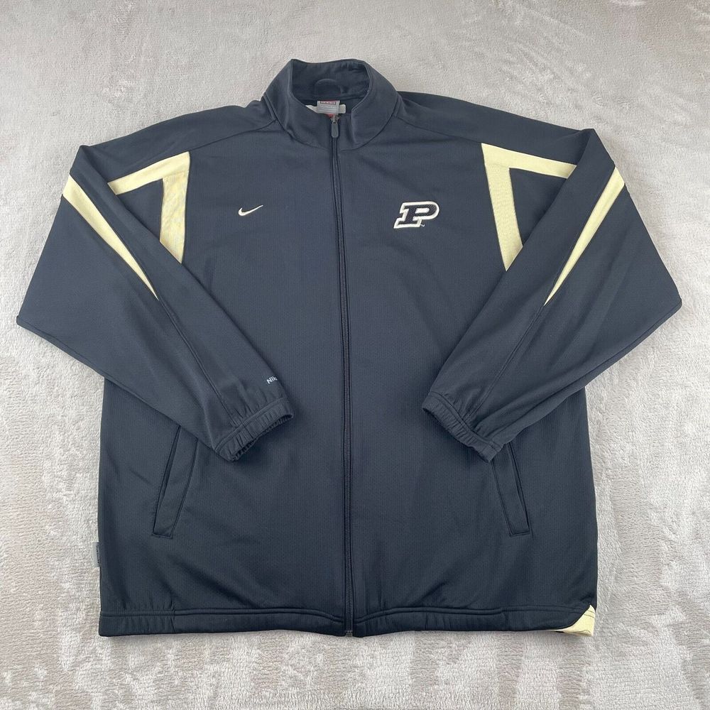 Vintage Purdue Boilermakers Jacket Men 2XL Black Gold‎ Nike Track Full Zip Logo